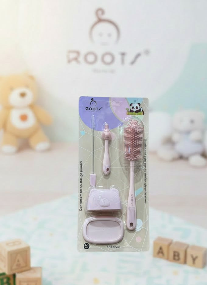 P1025 Silicone Pink Feeder Cleaning Brush Set With Stand