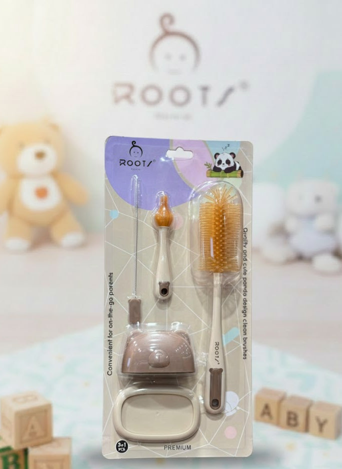 P1025 Silicone Brown Feeder Cleaning Brush Set With Stand