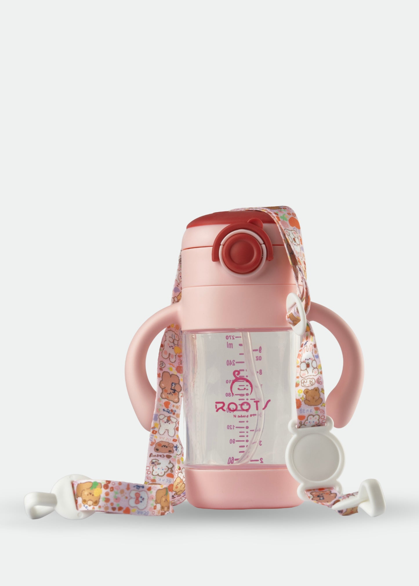 J1007-Pink Straw TRAINING CUP 300ML/10 OZ