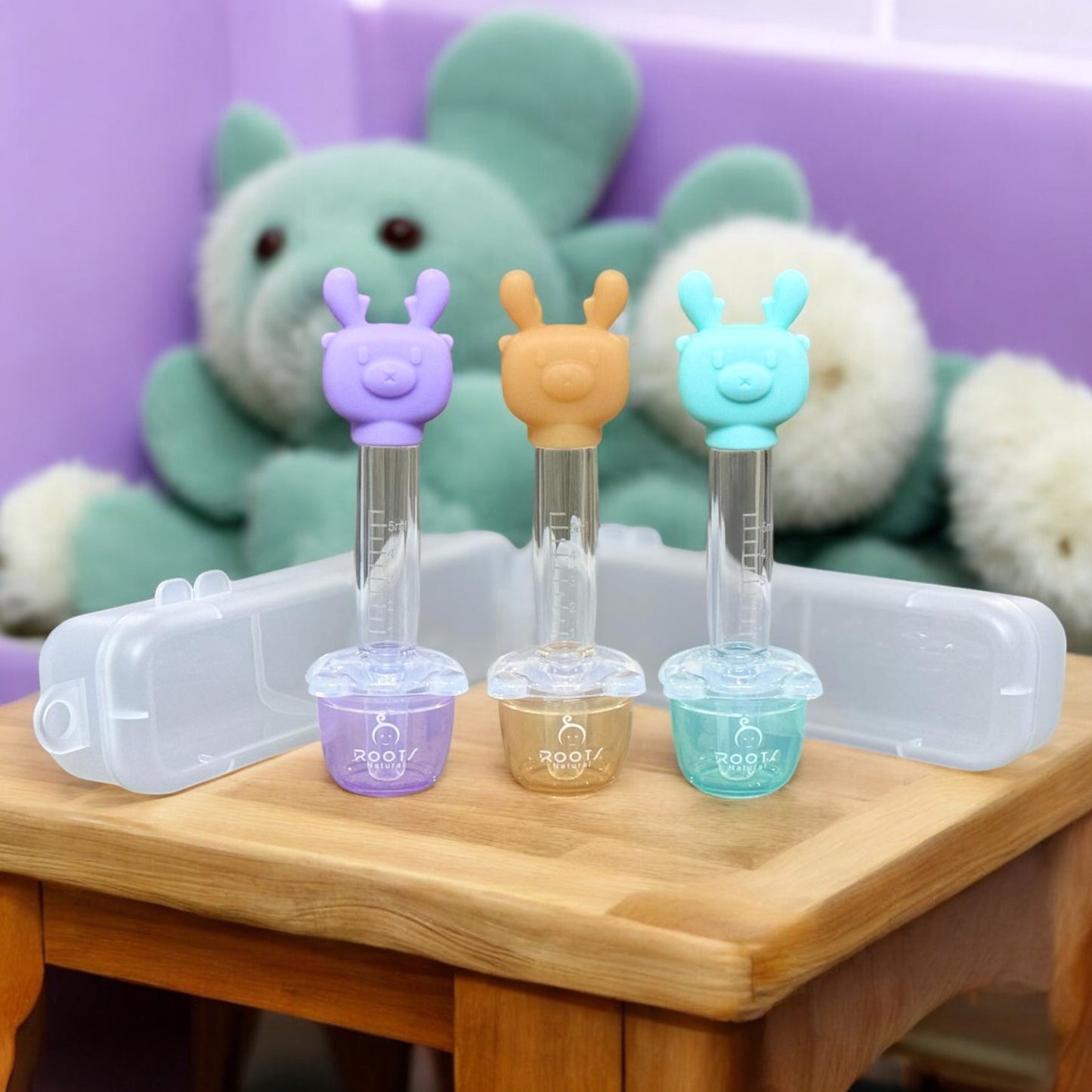 F1011-Full Silicone Deer Shape Medicine Dropper 5ML (Peach)