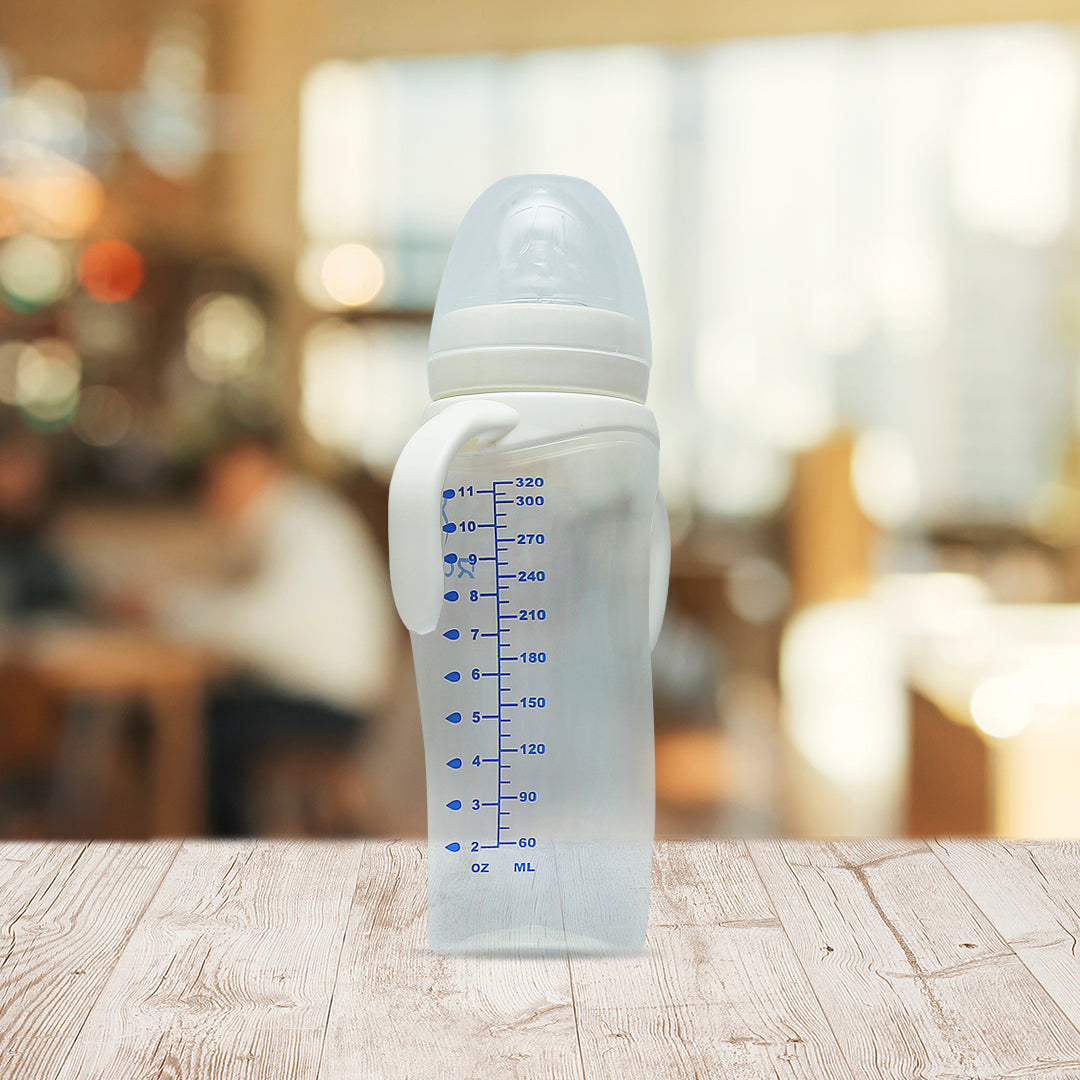 J1016-White Wide-Neck Baby Bottle 300ML/ 10 OZ