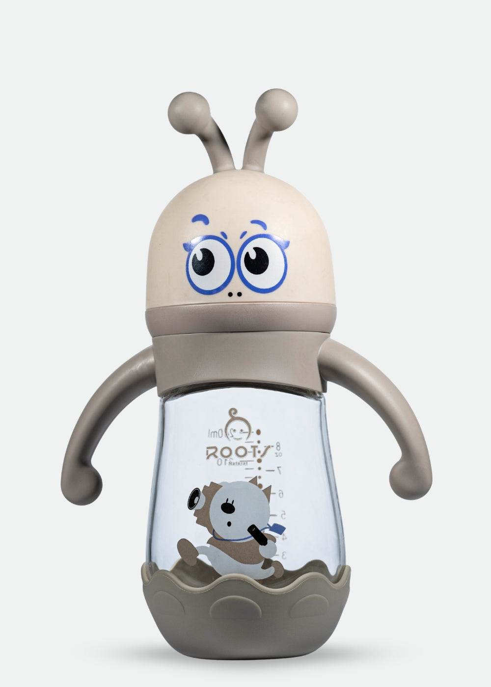 M05-Choco Glass Bottle: 240ML/8 OZ Capacity with Soft Handle and Protective Base