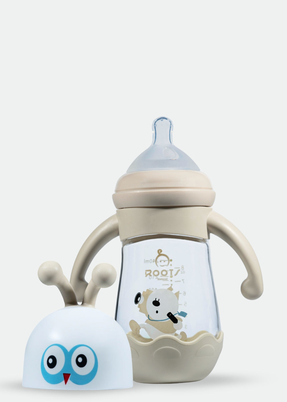M05-Skin Glass Bottle: 240ML/8 OZ Capacity with Soft Handle and Protective Base