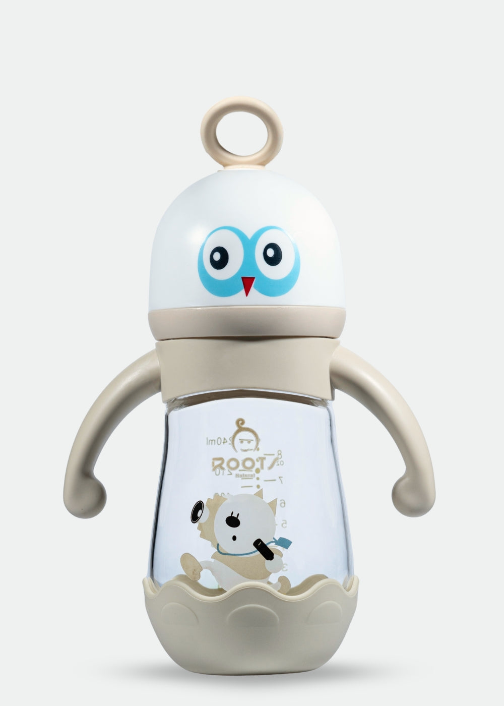 M05-Skin Glass Bottle: 240ML/8 OZ Capacity with Soft Handle and Protective Base