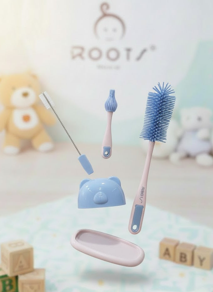 P1025 Silicone Blue Feeder Cleaning  Brush Set With Stand