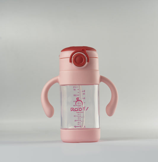J1007-Pink Straw TRAINING CUP 300ML/10 OZ