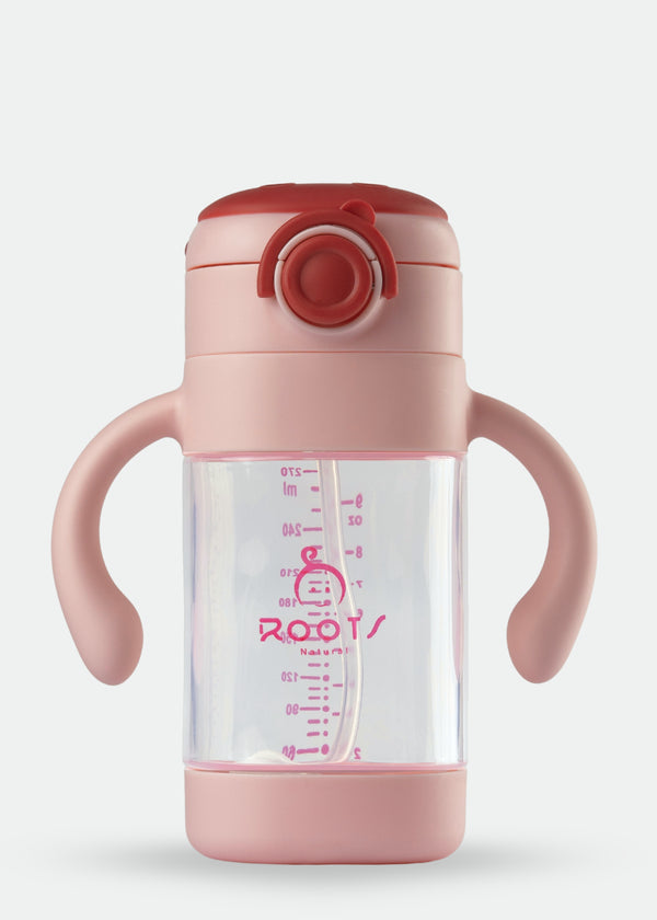J1007-Pink Straw TRAINING CUP 300ML/10 OZ