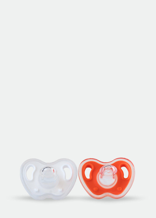 T0003 Orange and White | Silicone Pacifier | 0-6 Months