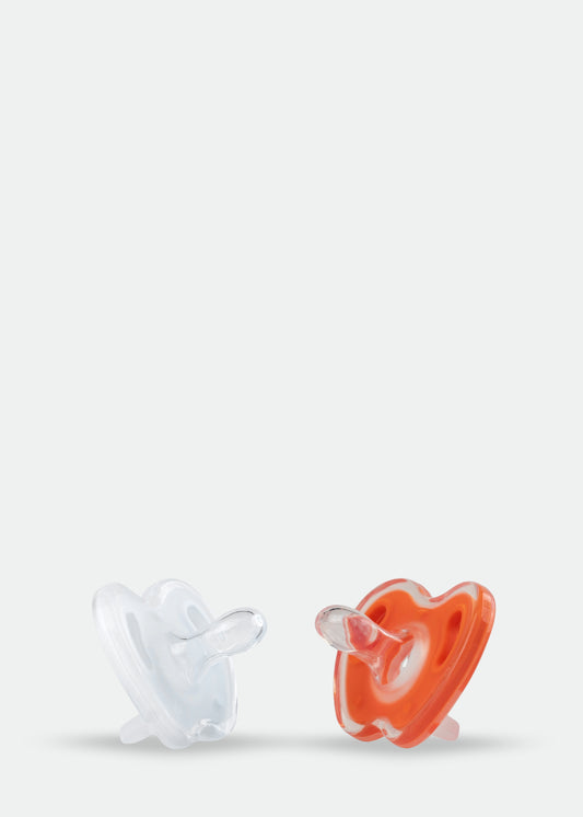 T0003 Orange and White | Silicone Pacifier | 0-6 Months